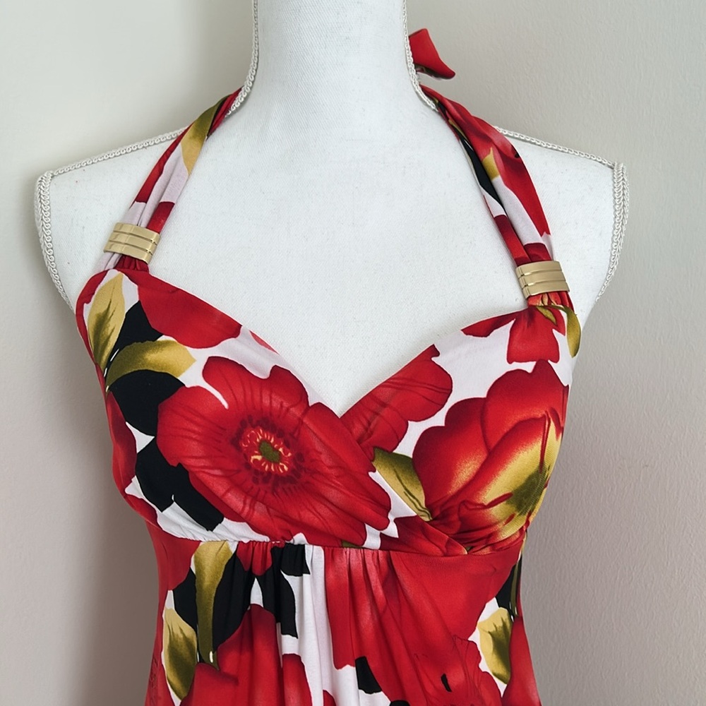 Cache Floral Animal Print Y2K Babydoll Halter Top 
Size: Small - Picture 3 of 13